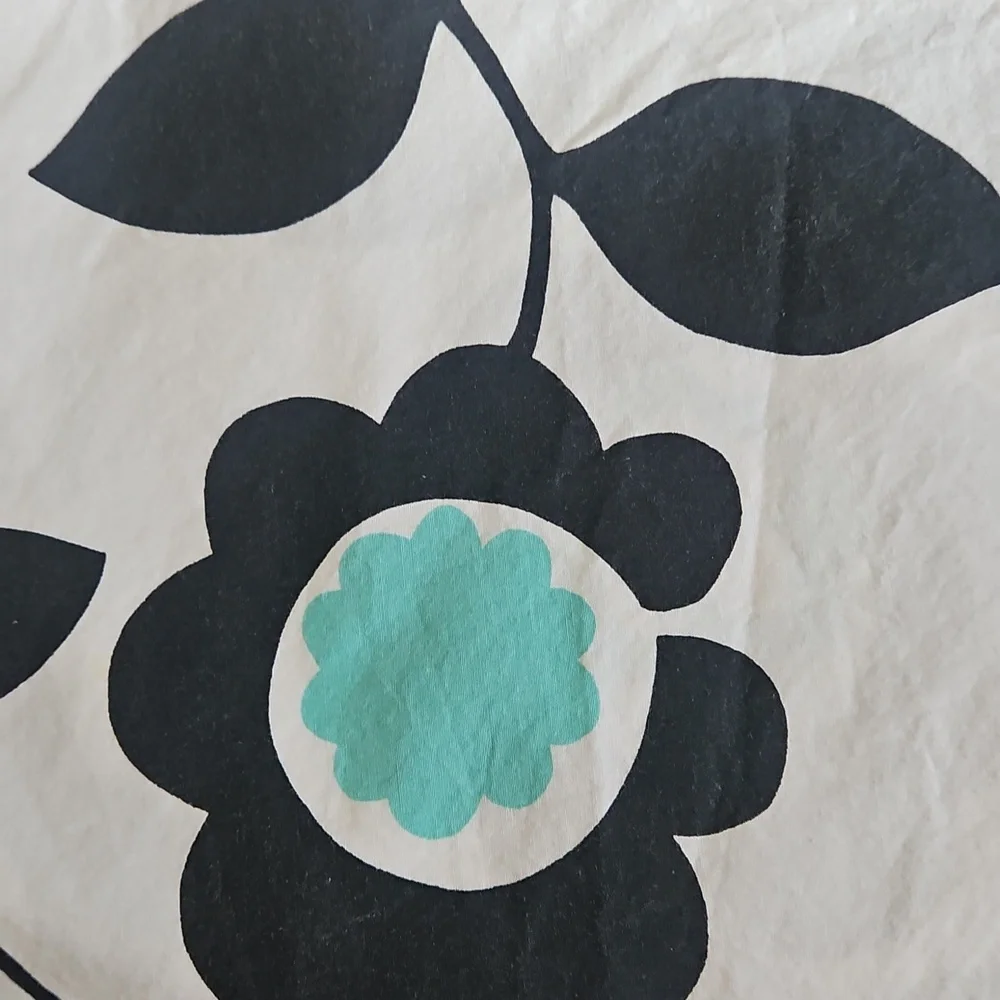 Pottery Barn Teen Nouveau Floral Teal Black Cotton Queen Duvet Cover